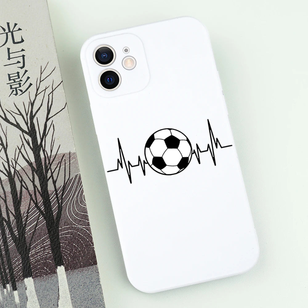 Funny Football Graphic Phone Case For iPhone 16 15 14 13 12 11 Pro Max Mini X XS SE4 7 8 Plus 16E Shockproof Silicone Soft Cover