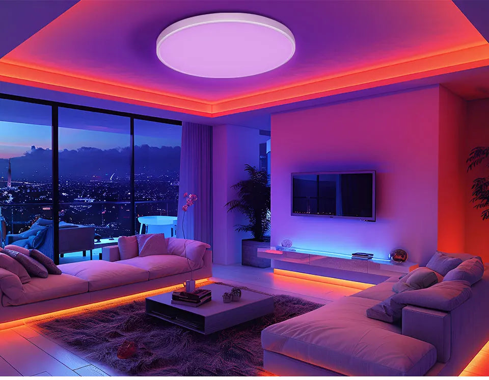 Smart WiFi LED Ceiling Light 24W Cozylife APP Control Voice Control Round Panel Ambient Lamp AC85-265V Works Alexa Geogle Home