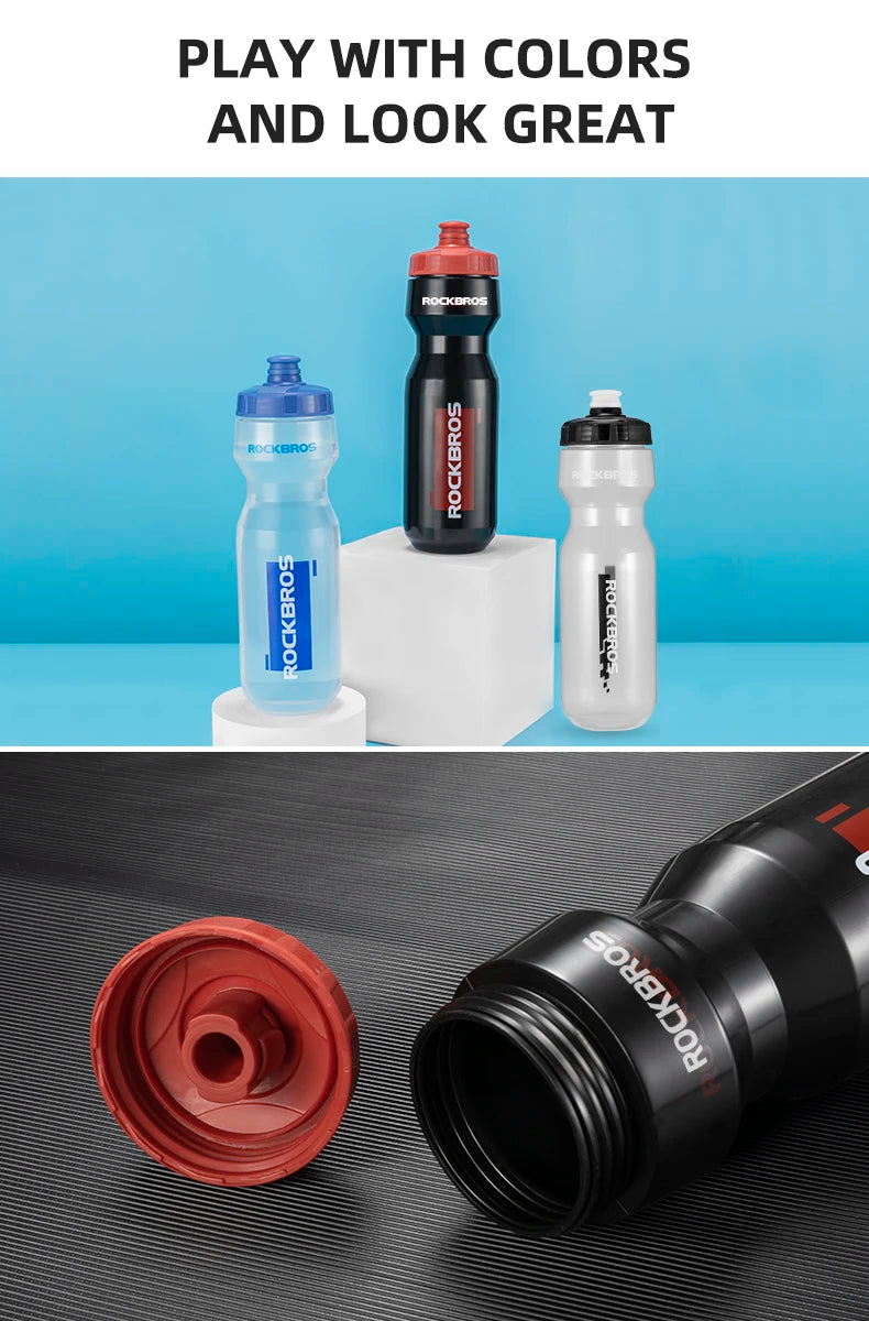 ROCKBROS 750ml Bicycle Water Bottle Plastic Sports Fitness Running Hiking Kettle Leak-proof Bike Bottle Cage