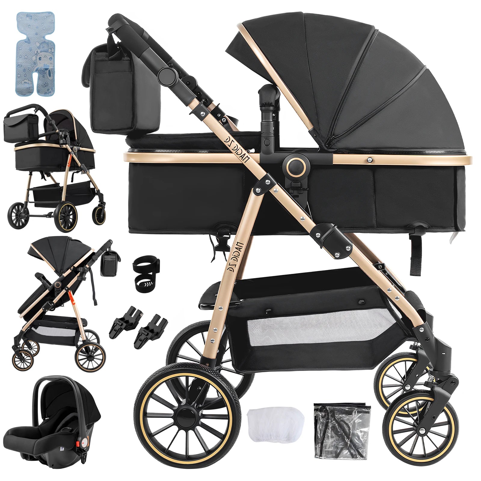 Baby Carriage Light Stroller Baby Stroller 3 in1 Foldable pushchair high quality prams Lie Flat Baby Stroller adjustable seat