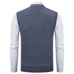 Autumn Winter Warm Slim Fit Knit Vests Men V-Neck Solid Color Smart Casual Knitted Waistcoat Mens Geometric Sleeveless Knit Vest