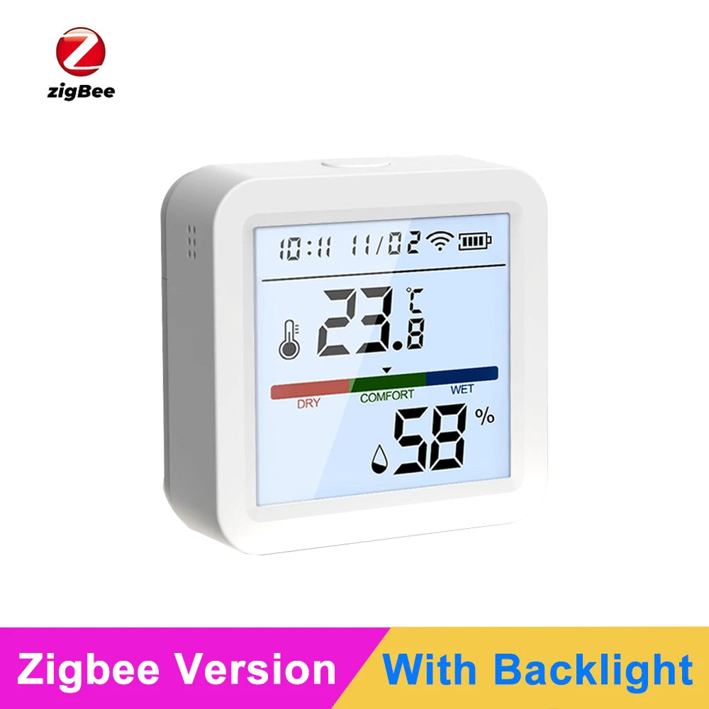 Tuya Smart Temperature And Humidity Sensor WiFi/Zigbee With Backlight Indoor Hygrometer Voice Control Via Alexa Google Home