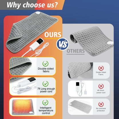 Electric Heating Pads for Back Neck Shoulder Pain Relief,Home Sofa Office Desktop Winter Warm Blanket,Auto-Off, Machine Washable