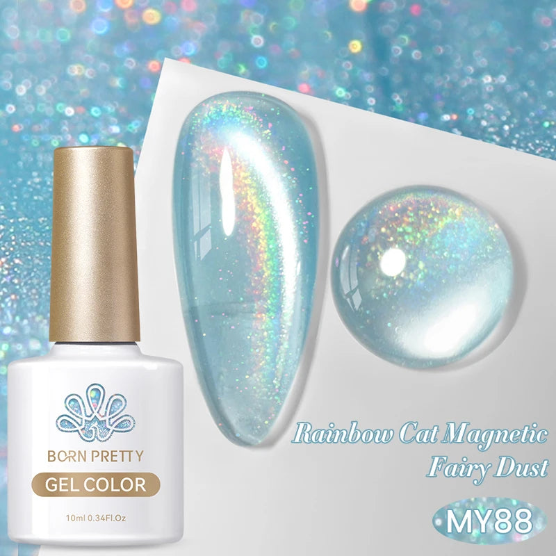 BORN PRETTY 10ml Silver Water Light Cat Magnetic Gel Nail Polish Nail Supplies Vernis Semi Permanent Gel for Fall Winter Nails