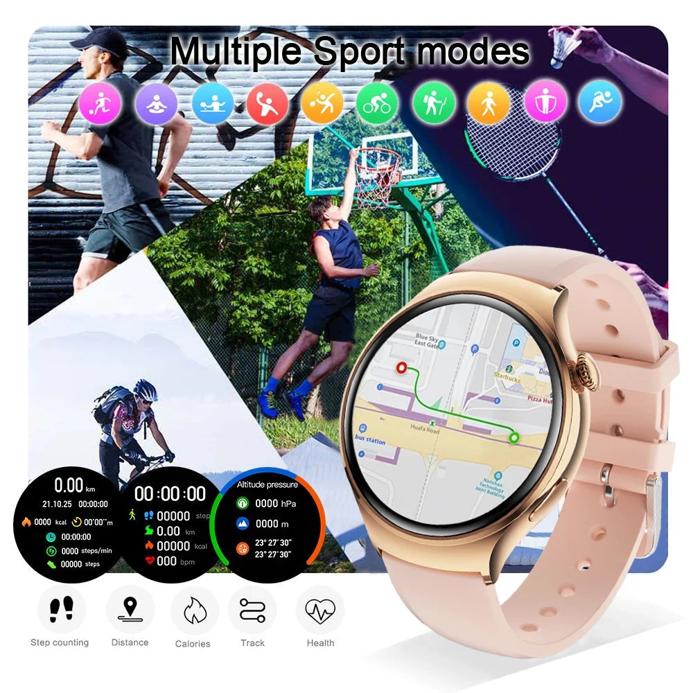 GUHUAVMI Smart Watch Women GPS Trajectory Heart Rate Blood Pressure NFC Bluetooth Call 1.27inch AMLOED Smartwatches Ladies