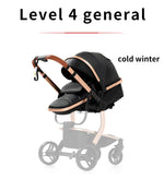 Lightweight Baby Stroller 3 in 1 Stroller PU Leather Stroller for Newborn Baby Car Seat Portable Baby Cart Pram High Landscape