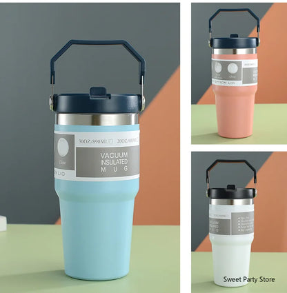 20oz/30oz Stainless Steel Thermos Mug With Straw Keeps Cold and Heat Thermal Mug Tumbler Outdoor Sports Thermal Water Bottle