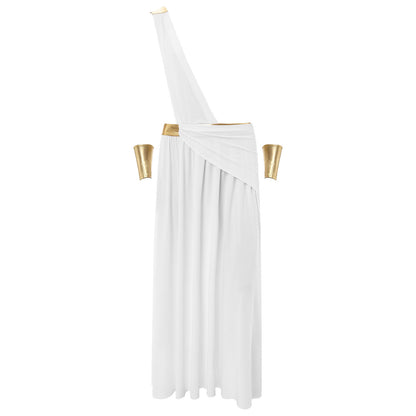 Mens Ancient Greek God Toga Gladiator Costumes Roman Emperor One Shoulder Sleeveless Robe Halloween Medieval Warrior Outfits
