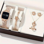 Women Led Watch 6pcs Set  Fashion Casual  Digital Watch FREE Bracelet Ring Necklace Earring