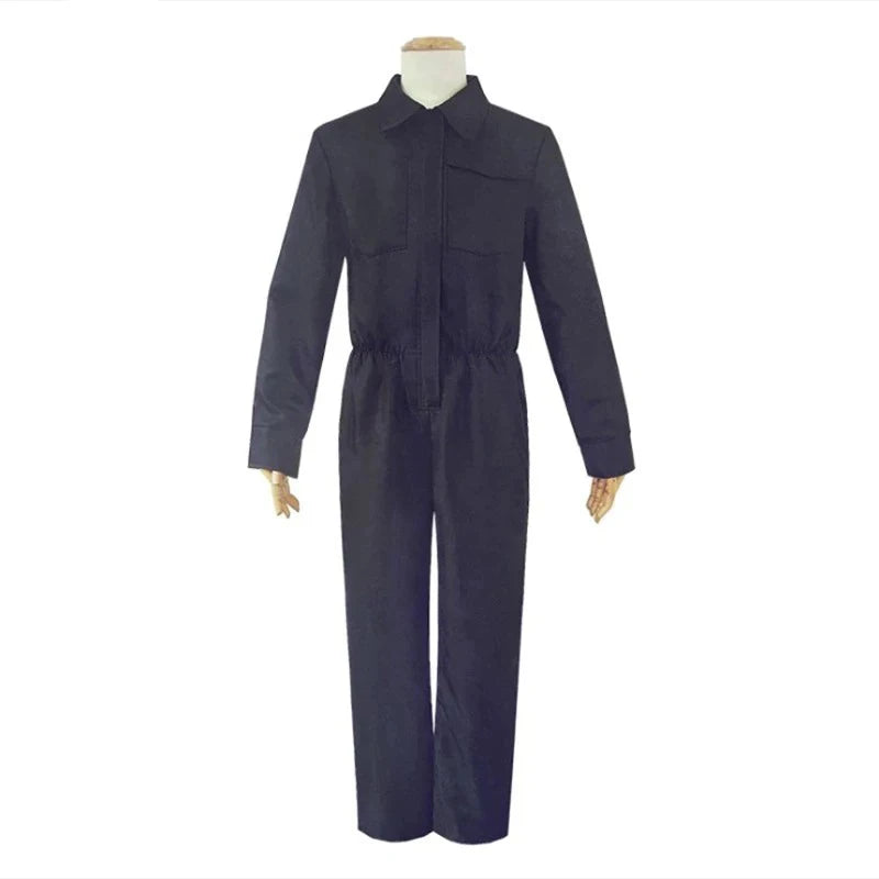 Michael Myers Costume Cosplay Horror Demon Killer Blue Working Clothes for Men Disguise Halloween Suit for Adults