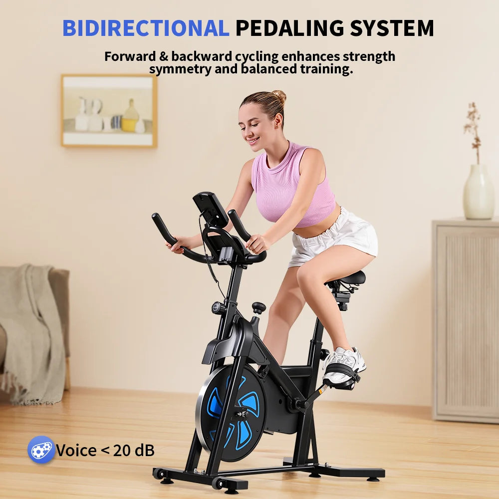 Formill QK116 Indoor Magnetic Spinning Bike, 6KG Flywheel Home Exercise Bike with LCD Display, Adjustable Resistance, Quiet Belt