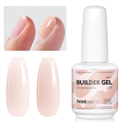 Nailpop 15ml Builder Gel Nail Polish for Nail Apex & Extension Strengthener Upgraded Soak Off UV Gel Rhinestone Glue 4 Colors