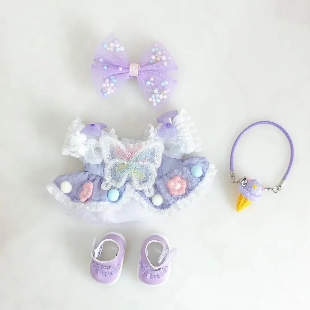 For Ropa labubu v1/v2/v3  pendant baby clothes labubu 3.0 lucky purple bow skirt Outfit Doll Accessories (No dolls)