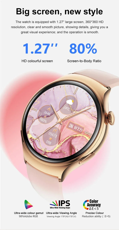 2025For HUAWEI Smart Watch Women GPS Trajectory Heart Rate Blood Pressure NFC Bluetooth Call 1.27inch AMLOED Smartwatches Ladies