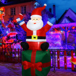 Christmas Inflatable Decorations - Branch Snowman, Santa Claus, Gingerbread Man, Gift Bag Snowman LED Light Lawn Decorations
