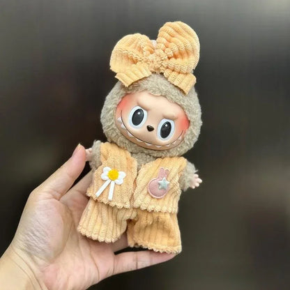 Mini Plush Doll'S Clothes Outfit Accessories For Korea Kpop Exo 15-17cm Labubu Idol Overalls set Clothing Gift