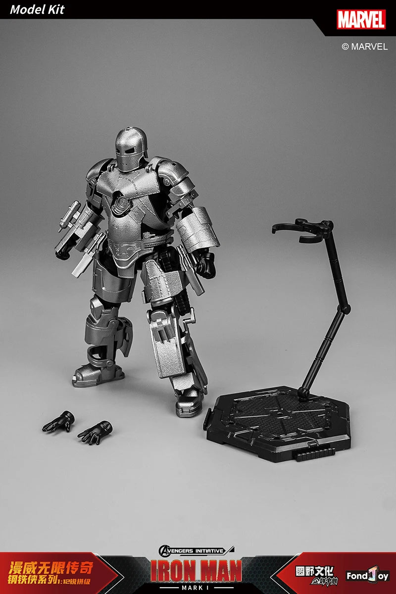 Fondjoy Marvel Iron Man MK1 Assemble Toy ABS Material First Generation Iron Man 1/12 Action Figures Toy Birthday Gifts for Boys