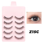 DINGSEN Fake Eyelash Anime Lashes 5 Pairs Little Devil Eyelashes Natural Daily Makeup Manga Eyelashes Clear Band Eyelashes