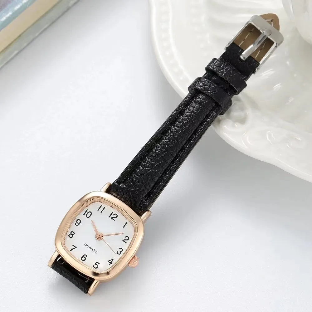Kegllect Square Women Simple Small Dial Student Watches Vintage Belt Quartz Wristwatch