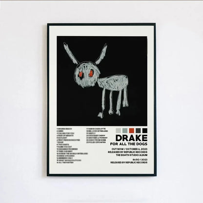 Poster Prints New Drake Views Take Care Her Loss Dogs Music Album Cover Canvas Painting Wall Art Picture Living Room Home Decor
