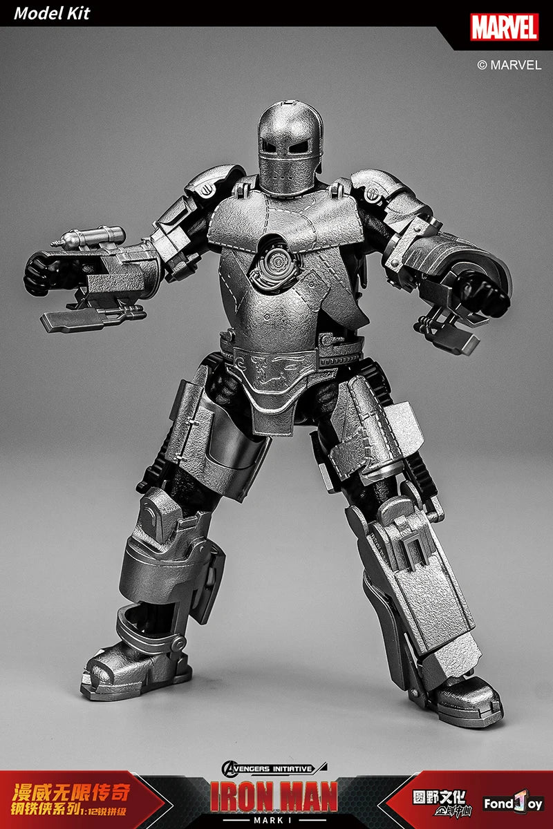Fondjoy Marvel Iron Man MK1 Assemble Toy ABS Material First Generation Iron Man 1/12 Action Figures Toy Birthday Gifts for Boys