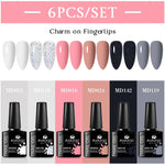 MSRUIOO 6pcs Nude Pink Gel Nail Polish Set Glitter Colorful Semi Permanent UV Gel Kits DIY Nail Art Painting Varnish Manicure