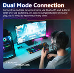 QCY Heroad V200 Gaming Over Ear Headphone Wireless Bluetooth 6.0 with Mic 50mm Driver 7.1 Surround Sound Dynamic EQ RGB Headset