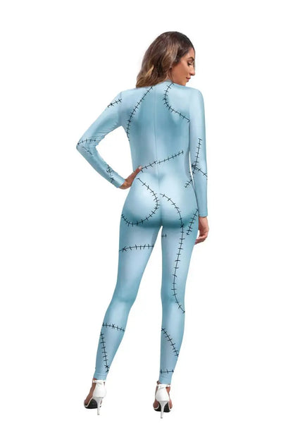 Halloween Sally Suit Cosplay Costume Anime Movie Bodysuit Spandex Jumpsuit Party Carnival Leggings Day of The Dead Zentai Set