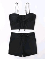 Bikiniset met hoge taille en trekkoord aan de voorkant (2025) - Damesbadkleding en strandkleding