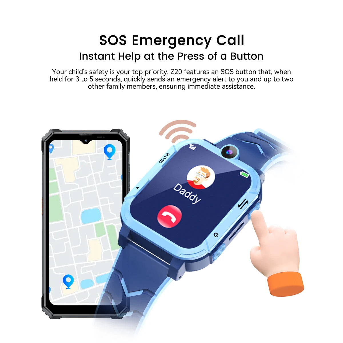 Blackview Z20 Kids Smartwatch IP67 Waterproof, 4G SOS Emergency Calling , Monitor, GPS +LBS+WIFI Location Tracking Phone Watch