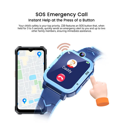 Blackview Z20 Kids Smartwatch IP67 Waterproof, 4G SOS Emergency Calling , Monitor, GPS +LBS+WIFI Location Tracking Phone Watch