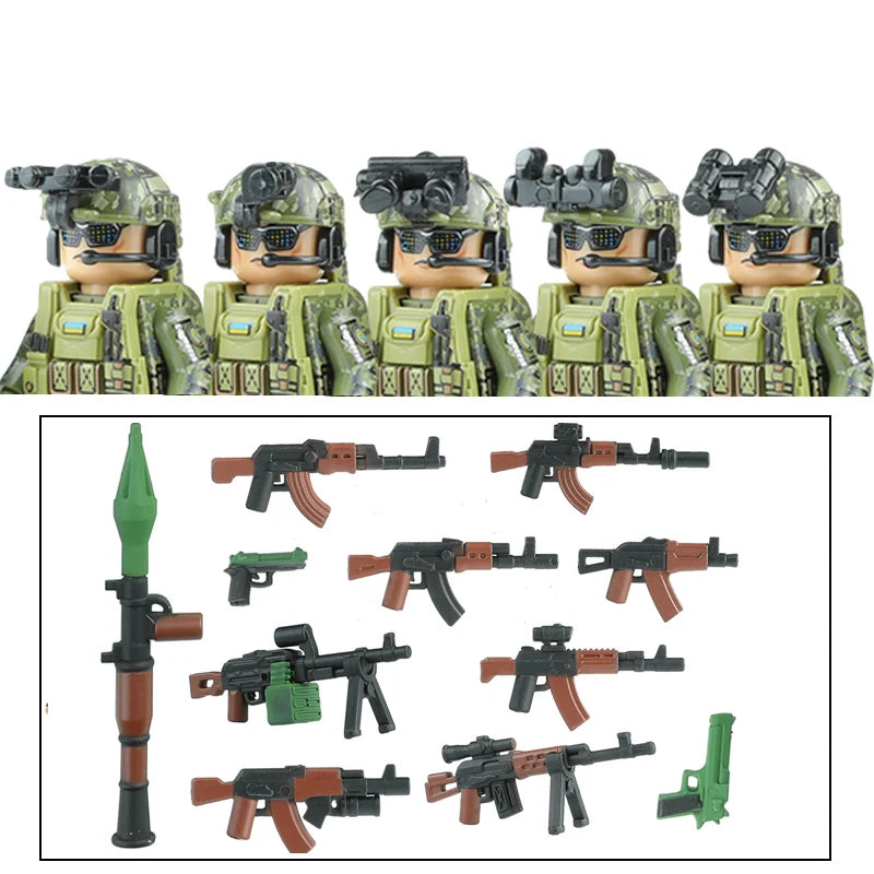 City Army Figures Building Blocks Russia Army Soldiers Weapons Special Combat Uniform Shield Combat Vests Shields Brick Toys