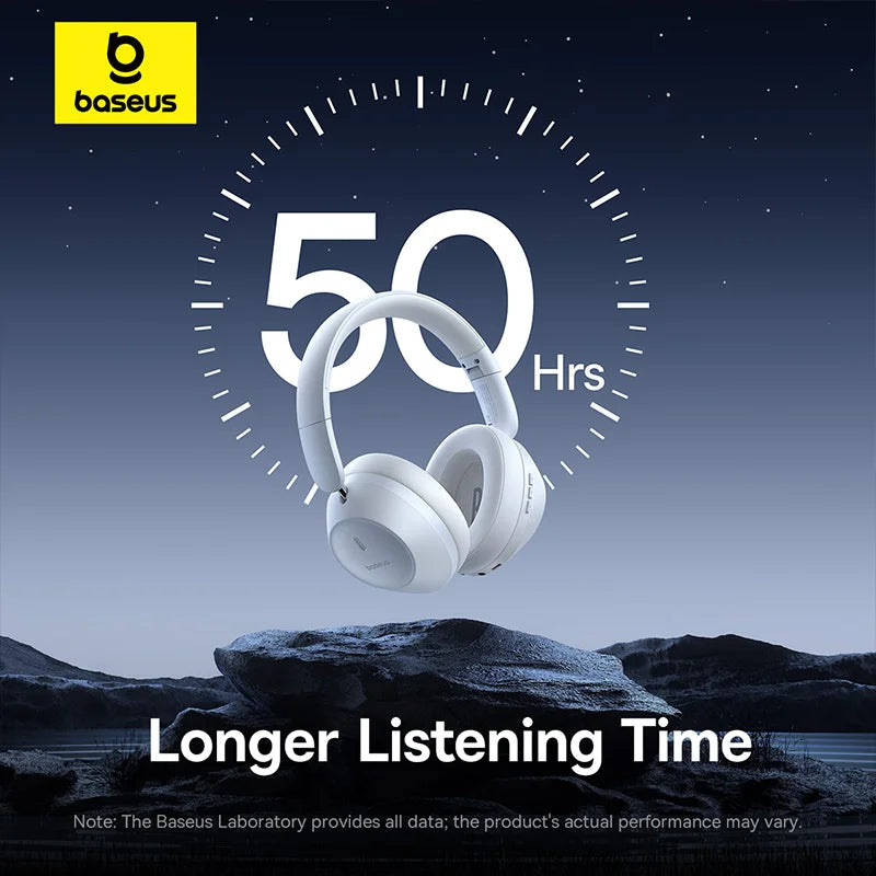 Baseus Bass 30 Max Wireless Headphone Bluetooth 5.3 40mm Bass-Enhance Foldable Over Ear Headsets 50H Play time Gaming Earphone