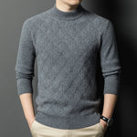 High Quality Winter Men's Mock Neck Knitted Sweater Solid Color Thick Warm Knit Pullovers Men Slim Fit Smart Casual Sweaters