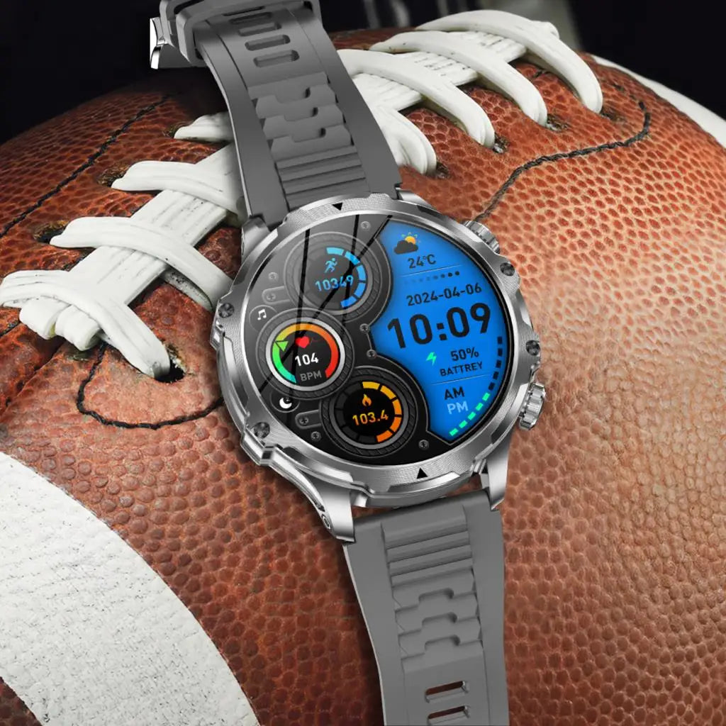 AK75 Smart Watch Flashlight 1.9inch Men Outdoors Sports Fitness Tracker 700mah Large Battery BT Calling LED Light Smartwatch