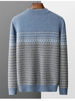 Men's Sweater Pullover Long Sleeve 100 Pure Woolen Sweater Autumn/Winter New Half High Collar Jacquard Knit Thickened Casual Top