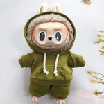 17cm Labubu Doll Black Hoodie Sweatshirt and Pants Set for Doll DIY Outfit Gift