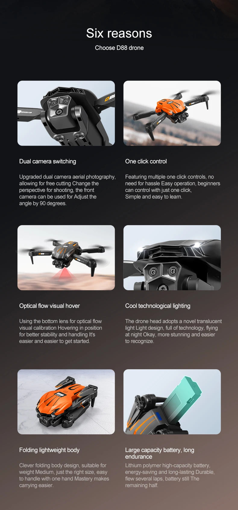 Xiaomi D88 Drone HD 8K Dual Camera Professional Aerial Photography Optical Flow Hovering Gesture Shooting Folding Quadcopter ﻿