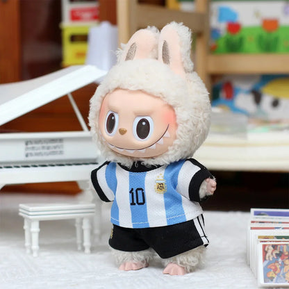 For 17cm Labubu Football Basketball Size 10 Clothing V1V2 Labubu Doll Size 7 Vinyl Pendant Doll Clothing DIY Sportswear Boy Toy