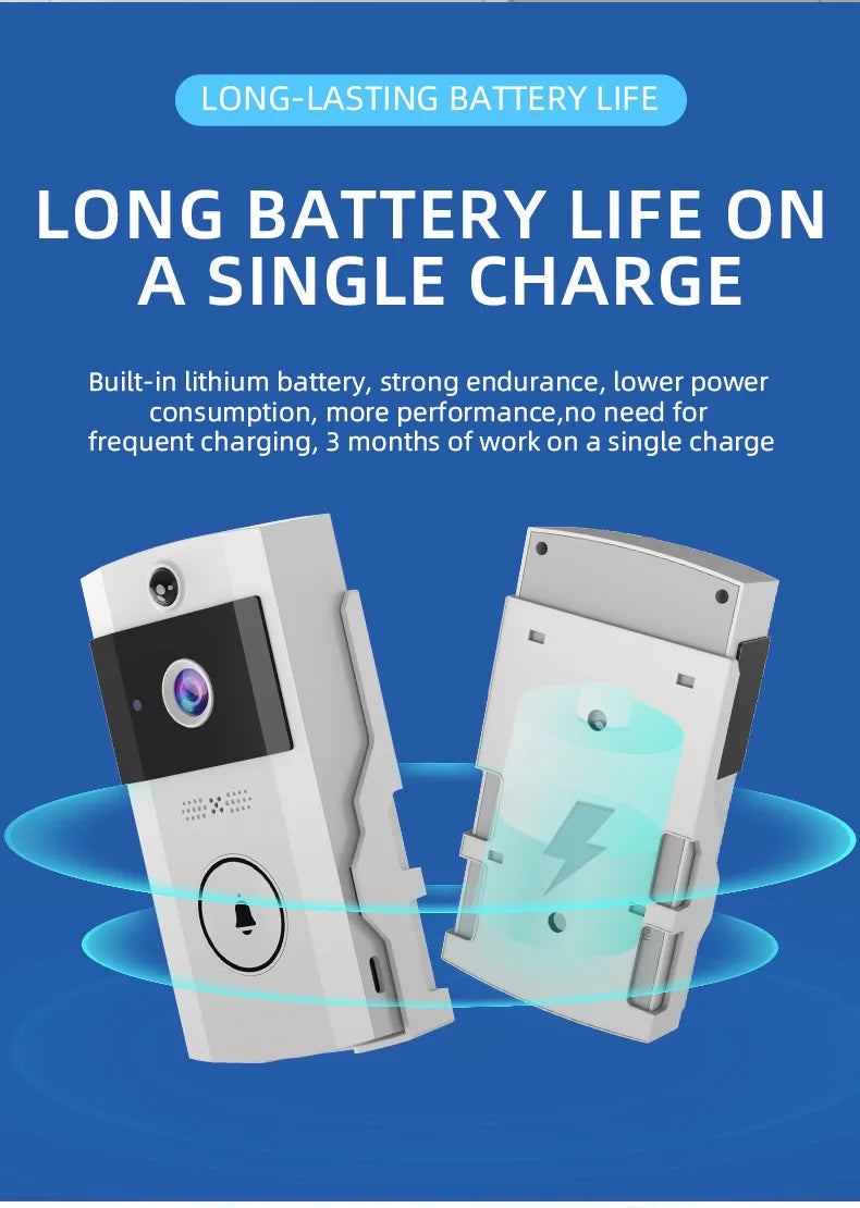 Smart Visual Doorbell with Solar Panel, Anti-Explosion Design, Real-Time Monitoring, Voice Distortion, Waterproof Cover