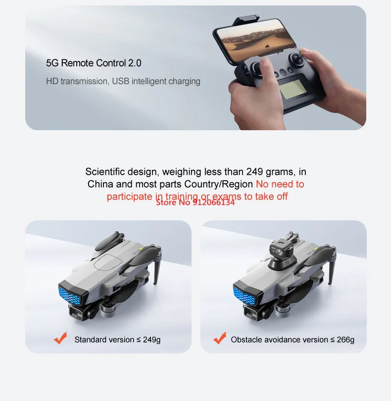 8K ESC 3 Axis Gimbal 360° Obstacle Avoidance WIFI FPV RC Drone 5G Brushless Electric GPS Follow Me Remote Control Quadcopter Toy