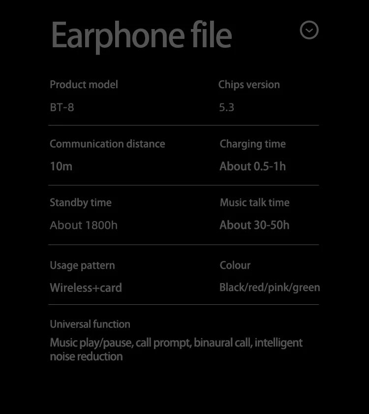 BT8 Wireless Bluetooth Earphones Headphones Outdoor Sports Headset 5.3 With Charging Bin Display Touch Control Earbuds for Muisc