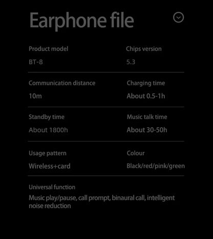 BT8 Wireless Bluetooth Earphones Headphones Outdoor Sports Headset 5.3 With Charging Bin Display Touch Control Earbuds for Muisc