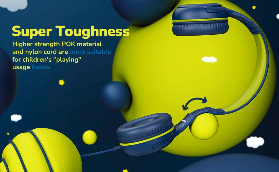 1/2/3Pcs AWATRUE AT2 Kids Headphones Wired Toddler Headsets with Mic Over-Ear Headphone Foldable on-Ear Design for PC,Laptop