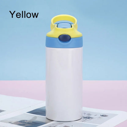Outdoor Simple Solid Color Stainless Steel Vacuum Thermos Cup with Straw with Handle Children's Water Cup Portable Sports Cup