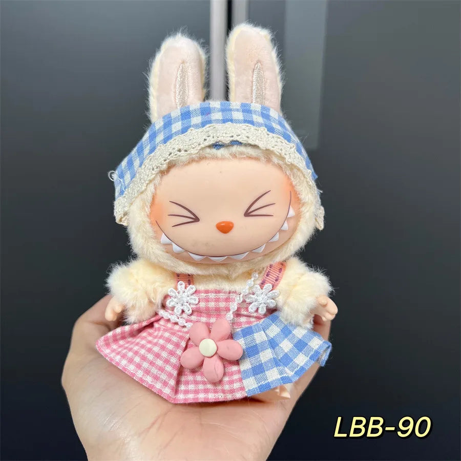 Cute Mini Plush Doll Clothes for 17cm Labubu Many Kinds of Overalls Clothes Accessories