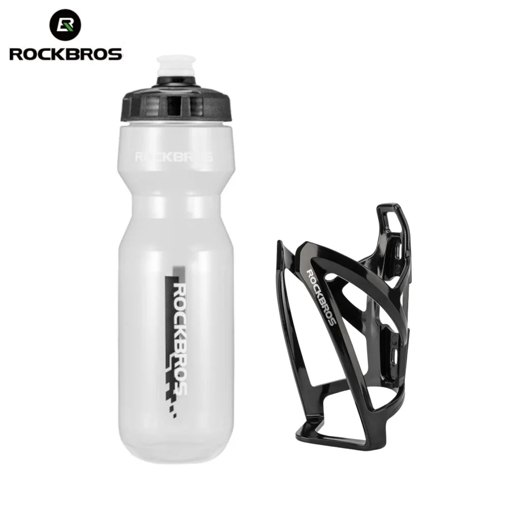 ROCKBROS Cycling Water Bottle+Water Bottle Holder 2-Piece Set -750ml Sports Water Bottle+Integrated Molded Water Bottle Holder