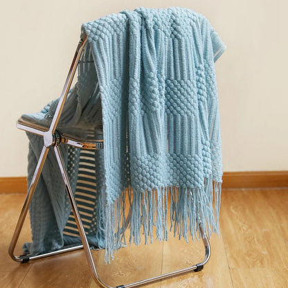 Khaki Gift Knitted Blanket with Tassels Chunky Vintage Luxury Farmhouse Throw Bedspread Oversized Blanket Cover Manta Para Sofá