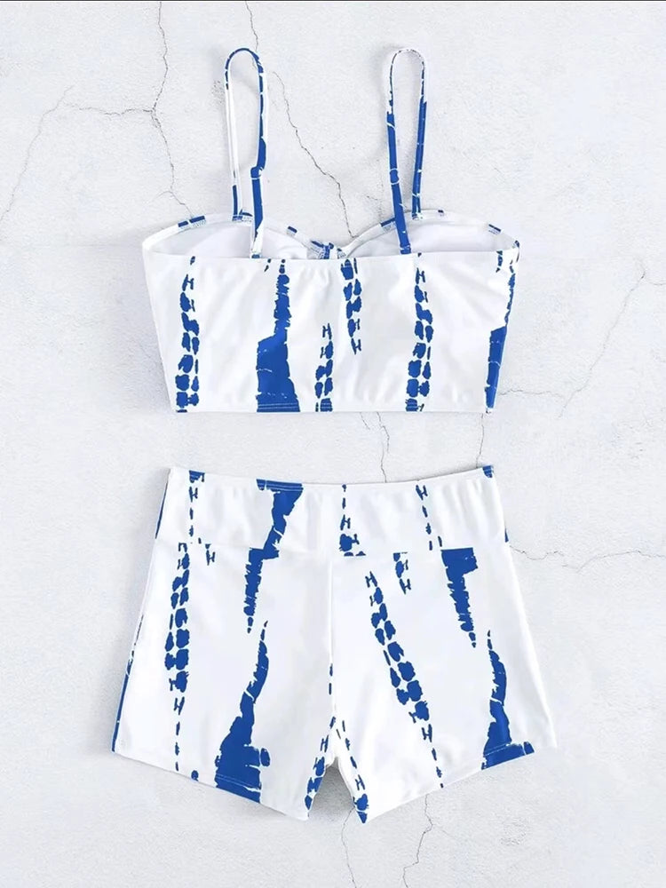 Bikiniset met hoge taille en trekkoord aan de voorkant (2025) - Damesbadkleding en strandkleding