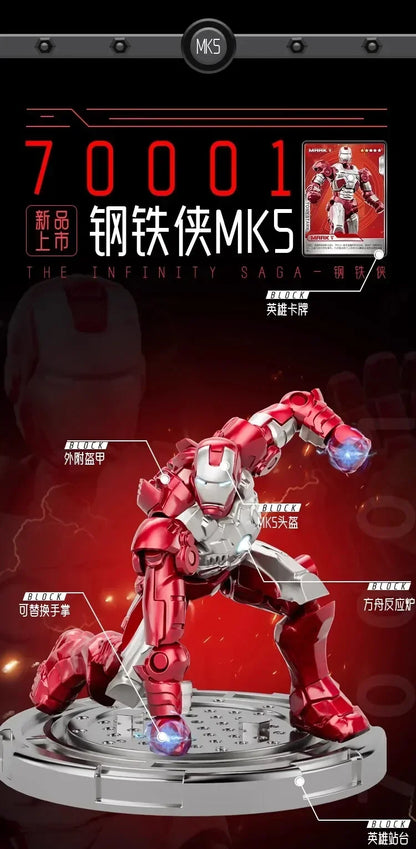Marvel figure Splicing toys iron man MK1 MK2 MK3 MK4 MK5 MK6 MK7 Action figure model Birthday gift for children